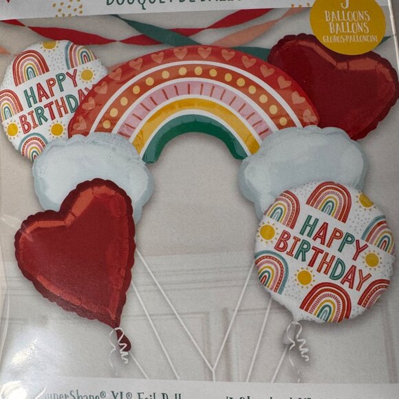 Rainbow Birthday Foil Balloon Bouquet XL 5-Pack Party Decor Rainbow Anagram - Picture 4 of 5